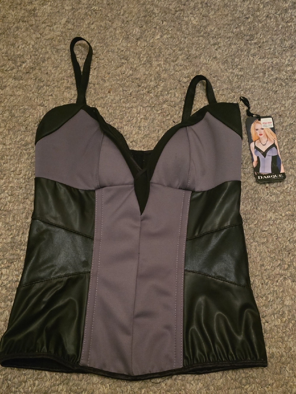 Gray and Black Bustier Tank Top